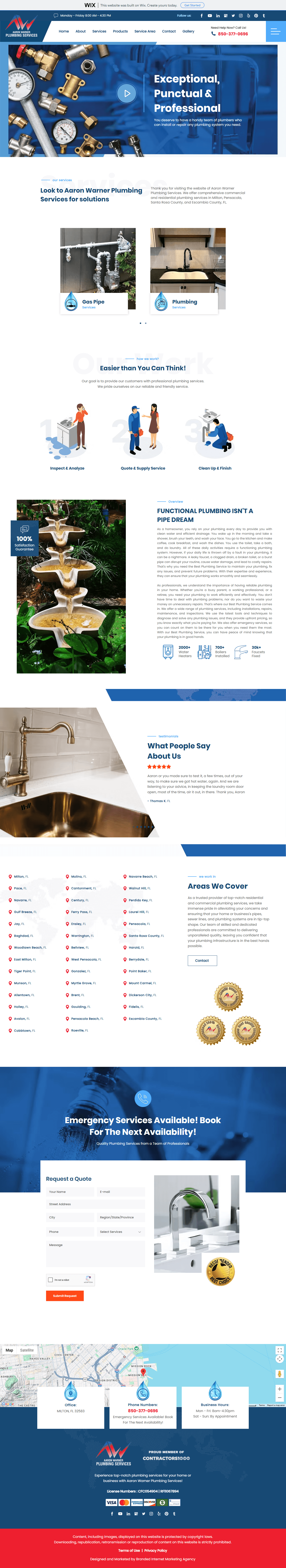 Aaron Warner Plumbing home page