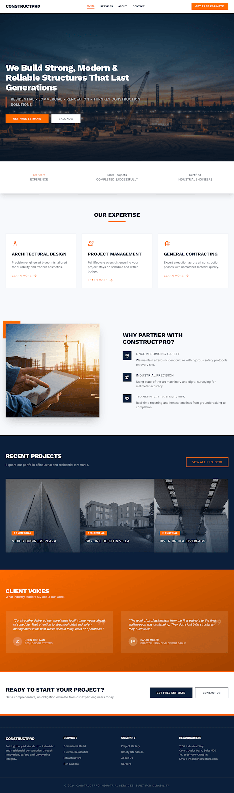 ConstructPro home page